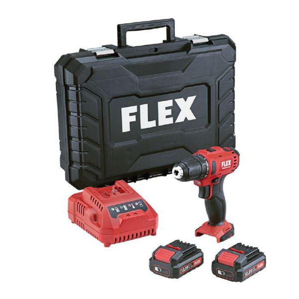 Boremaskine Og Skruemaskine Flex DD2G 10 med 2 stk. 2,5 Ah batterier, oplader 