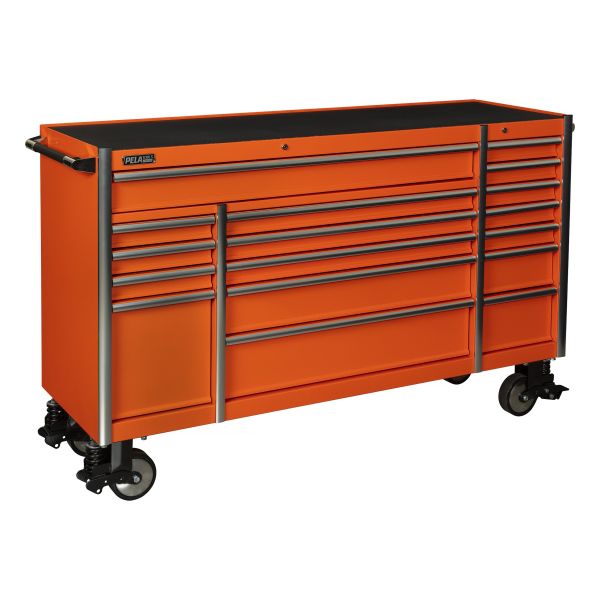 Verktygsvagn PELA USA 512837 utan verktygssats, 17 lådor Orange