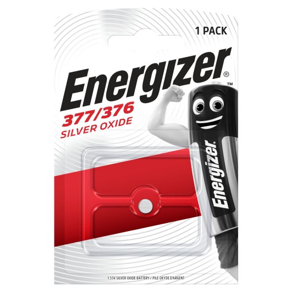 Knappecellebatteri Energizer Silveroxid 377/376, 1,55 V 6,8 x 2 mm