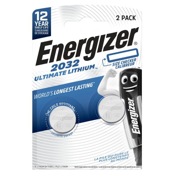 Knapcellebatteri Energizer Ultimate Lithium CR2032, 3 V 2-pak