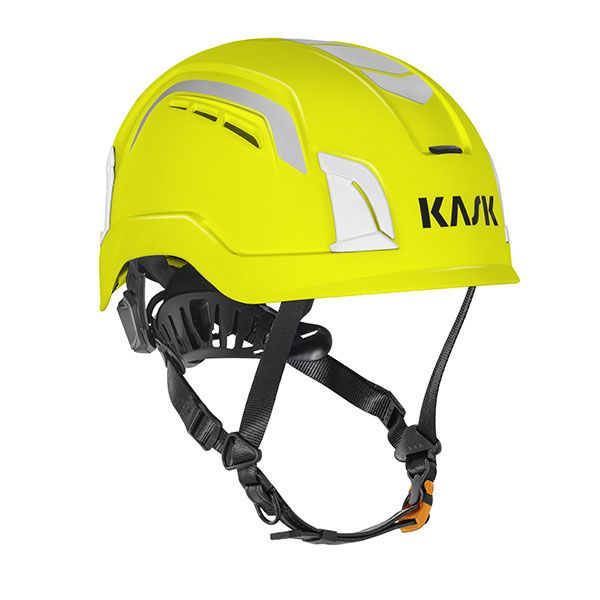 Skyddshjälm KASK Zenith X Air Long lång hakrem +10 cm, oventilerad Hi-Vis Gul
