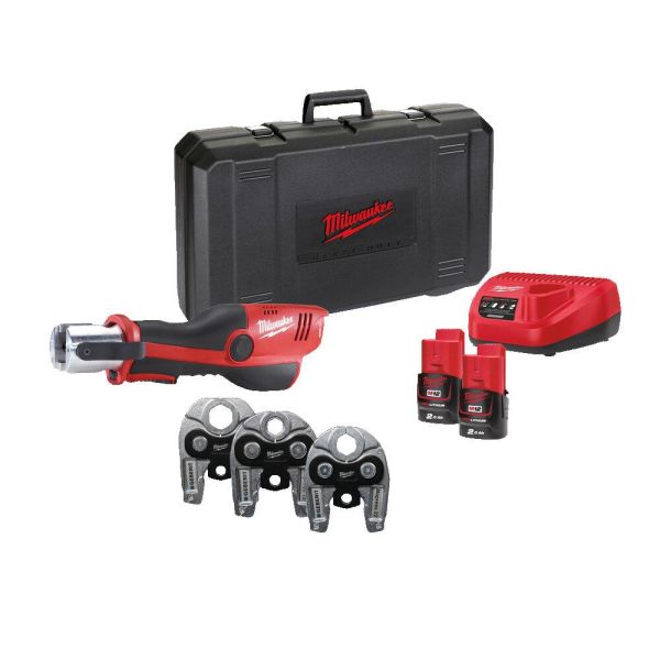 Pressemaskine Milwaukee M12 HPT-202C GM-SET med batteri og oplader, 15-22-28 