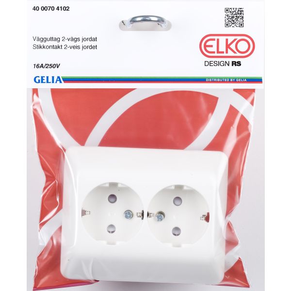 Vägguttag Elko 4000704102 RS, 2-vägs jordad 