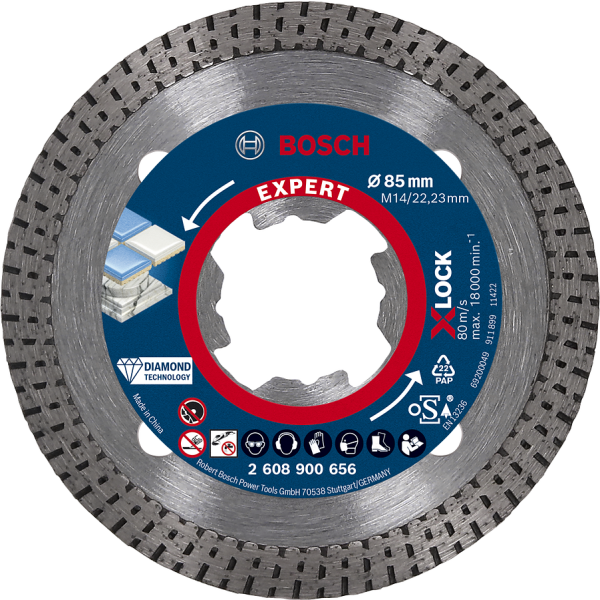 Diamantkappeskive Bosch Expert Hardceramic med X-LOCK. Ø 85 mm 