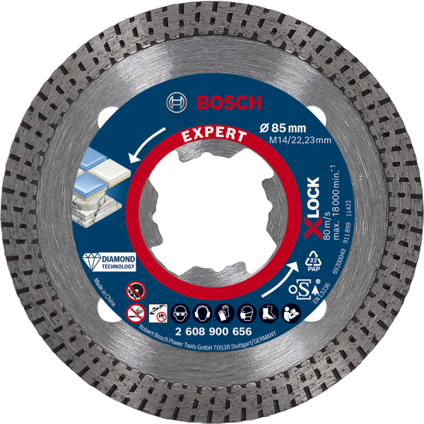 Diamantskæreskive Bosch Expert Hardceramic med X-LOCK. Ø 85 mm 