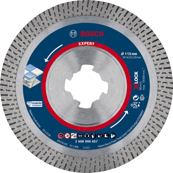 Diamantskæreskive Bosch Expert Hardceramic med X-LOCK. Ø 115 mm 