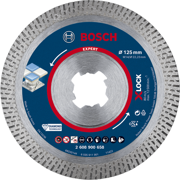 Diamantkappeskive Bosch Expert Hardceramic med X-LOCK. Ø 125 mm 