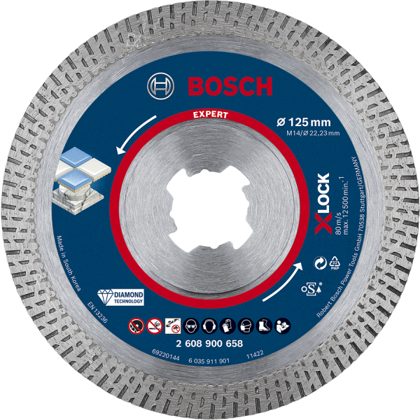 Diamantskæreskive Bosch Expert Hardceramic med X-LOCK. Ø 125 mm 