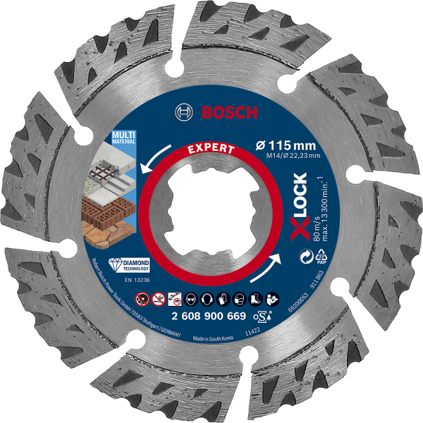 Diamantskæreskive Bosch Expert Multimaterial med X-LOCK. Ø 115 mm 
