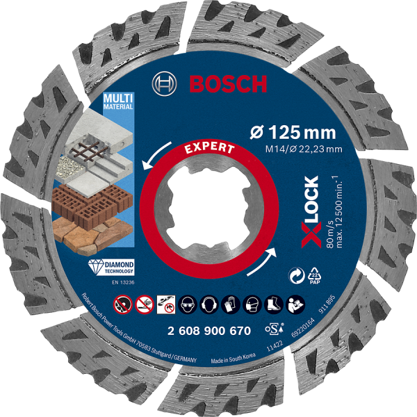 Diamantkappeskive Bosch Expert Multimaterial med X-LOCK. Ø 125 mm 