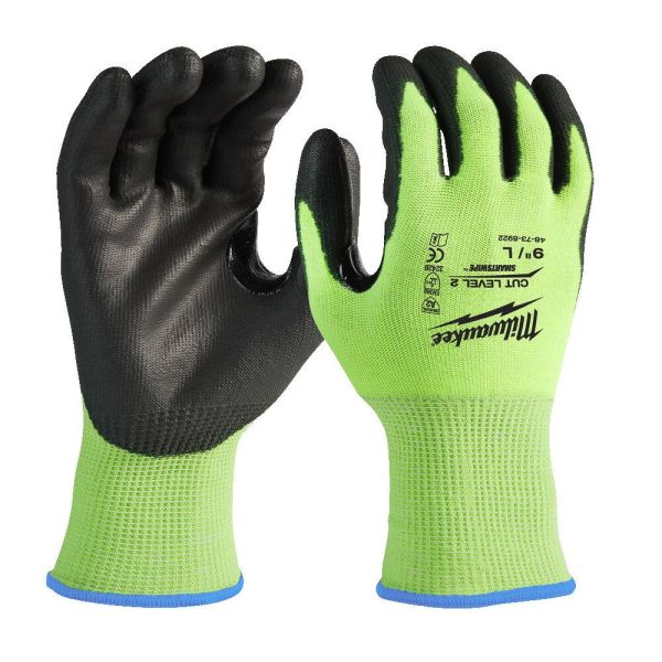 Viiltosuojakäsine Milwaukee 4932479923 PU-upotettu, CL2/B, Hi-Vis L/9