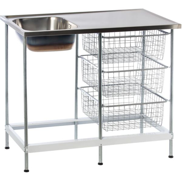 Vaskebænk Nimo TB 1000 O hvid, stål, vendbar 