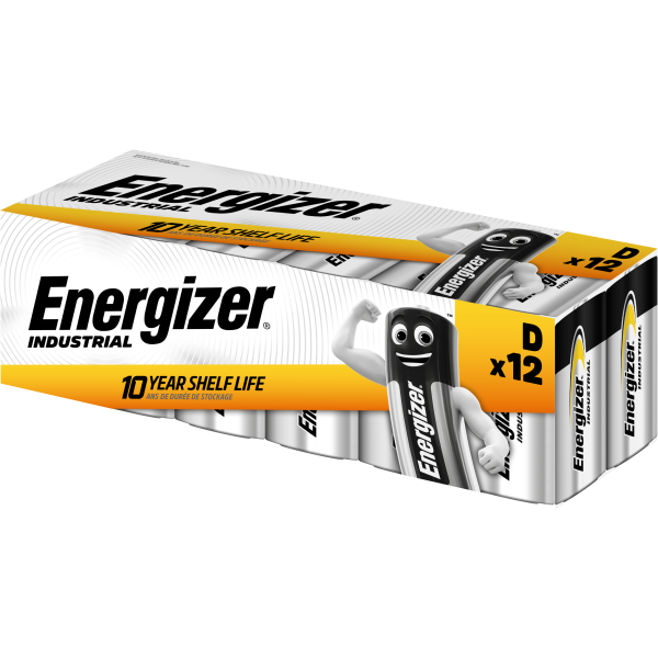 Batteri Energizer Industrial alkalisk, D/LR20, pakke med 12 