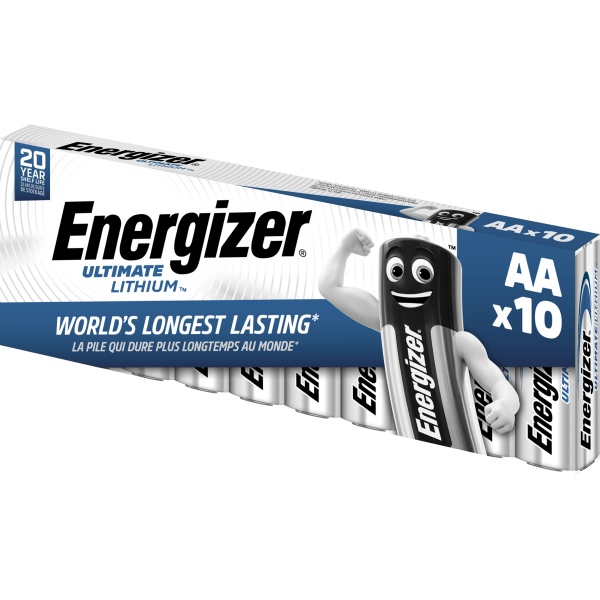 Lithiumbatteri Energizer Ultimate Lithium AA, 1,5 V, pakke med 10 AA