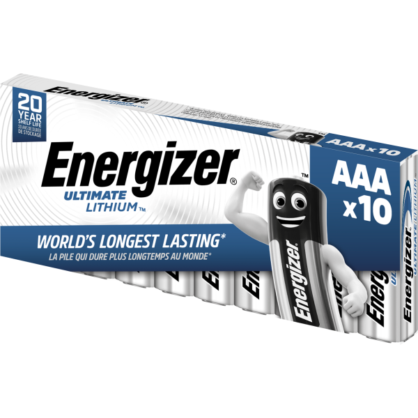 Lithiumbatteri Energizer Ultimate Lithium AAA, 1,5 V, pakke med 10 AAA
