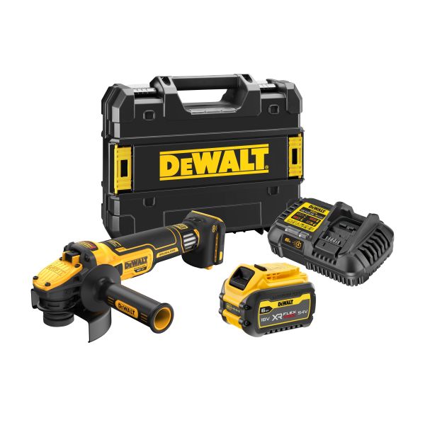 Akkukulmahiomakone Dewalt DCG409VST1-QW akkujen ja laturin kanssa 