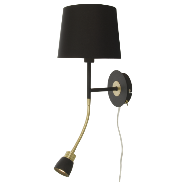 Seinävalaisin Aneta Lighting Eketorp 10758-15-25 musta/messinki, E14/LED 