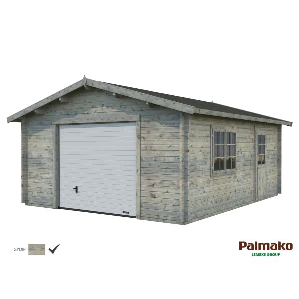 Garage Palmako Roger 24,8 m²/inv. 23,9 m², med port, grå, impr. 
