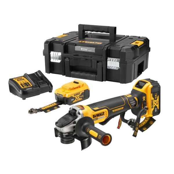 Vinkelslip Dewalt DCG406P2LRT-QW med batteri och laddare 