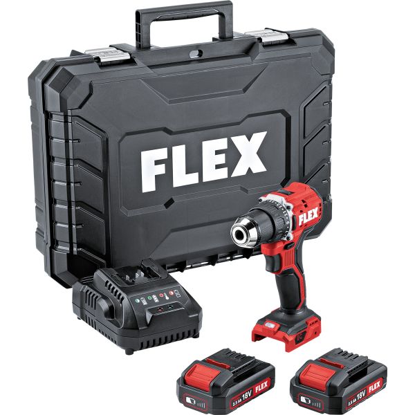 Borskrutrekker Flex DD2G 18.0-LD SET med 2 stk 2,5 Ah batterier, lader 