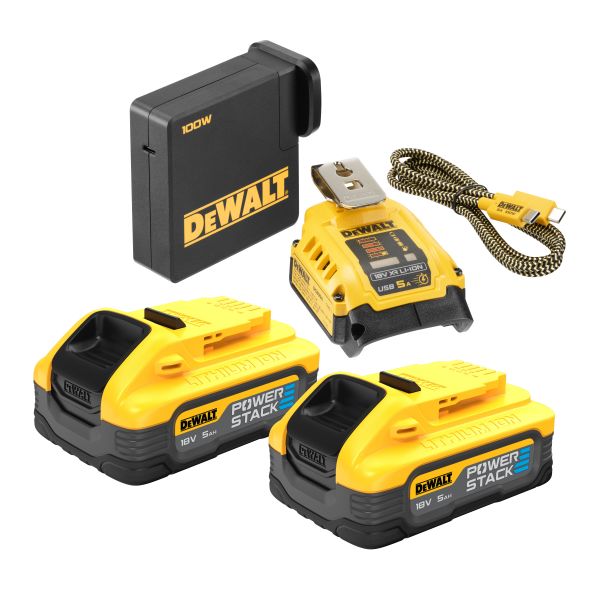 Opladningspakke Dewalt DCB094H2-QW 18 V, 2 x 5,0 Ah, USB-C/A 