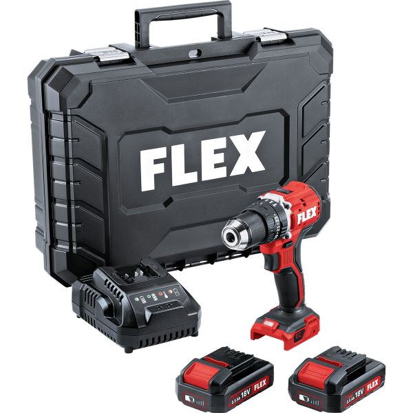 Borskrutrekker Flex PD2G 18.0-EC LD SET med 2 stk 8 Ah batterier, lader 