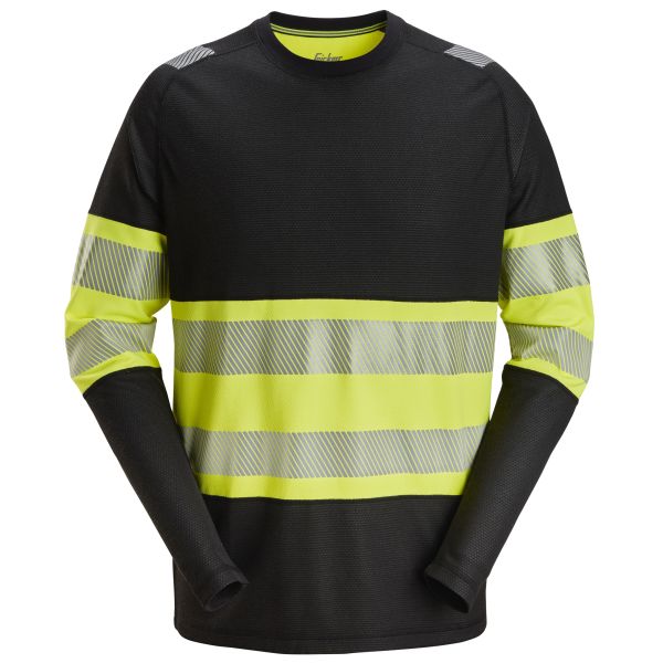 Pitkähihainen T-paita Snickers Workwear 2430 huomioväri, musta/keltainen XS