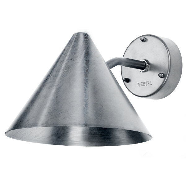Vægarmatur Westal Tratt 210 × 250 mm, E27 Galvaniseret/Sølv