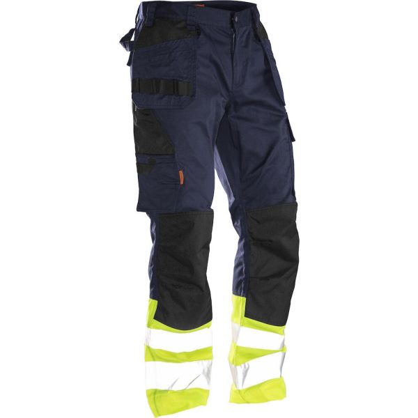 Håndværkerbukser Jobman 2513 gul/marineblå, advarselsmeddelelse, klasse 1 Gul / Marineblå D108