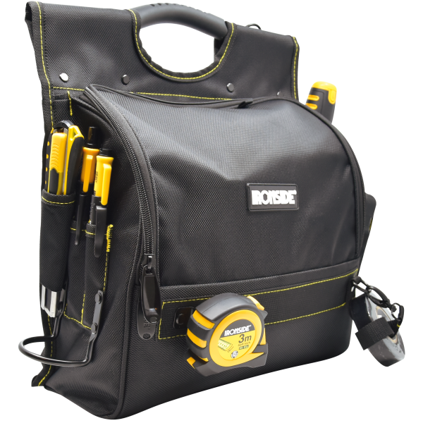 Værktøjstaske Ironside 102972 til elektrikere, med 21 lommer 
