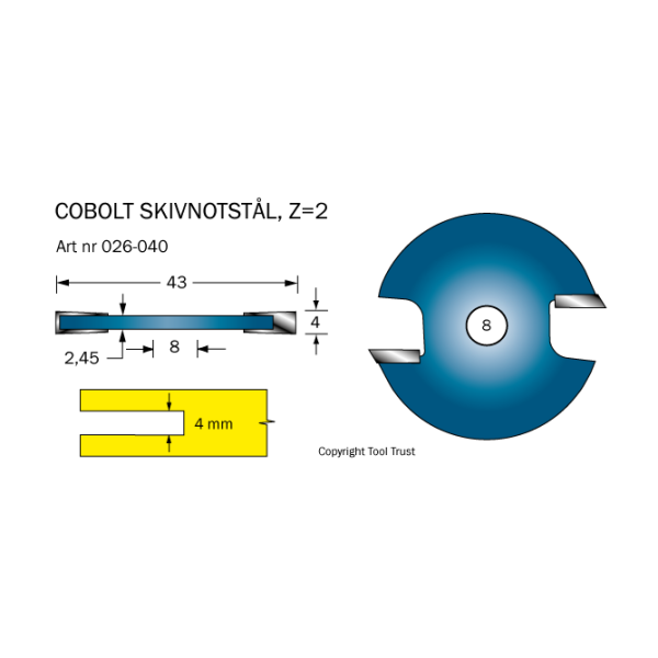 Notplate Cobolt 026-040 L=4 D=43 Z=2 