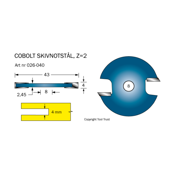 Notskive Cobolt 026-040 L=4 D=43 Z=2 