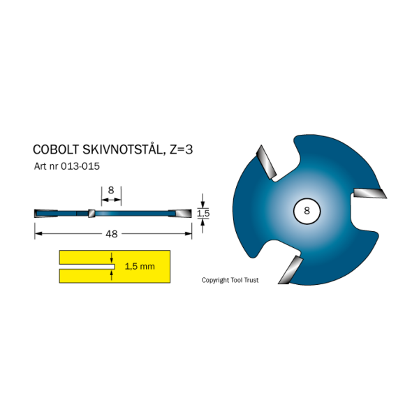 Notskive Cobolt 013-015 L=1,5 D=48 Z=3 