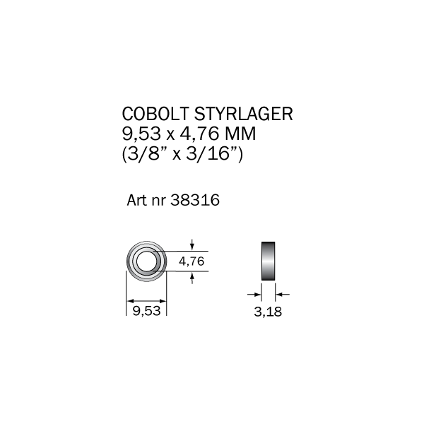 Kugleleje Cobolt 38316 9,53 x 4,76 mm 