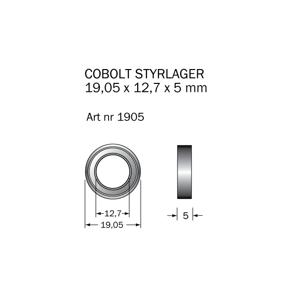 Kullager Cobolt 1905 19,05 x 12,7 x 5 mm 