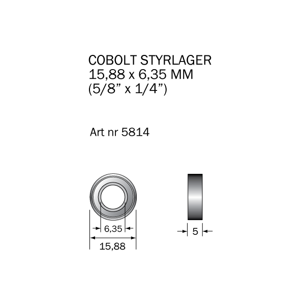 Kulelager Cobolt 5814 15,88 x 6,35 mm 