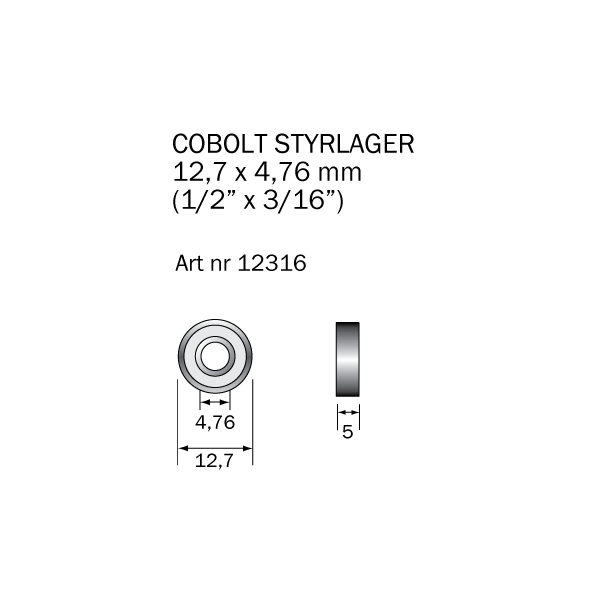 Kulelager Cobolt 12316 12,7 x 4,76 mm 