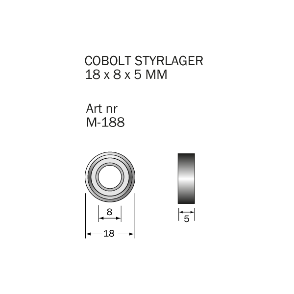Kugleleje Cobolt M-188 18 x 8 x 5 mm 