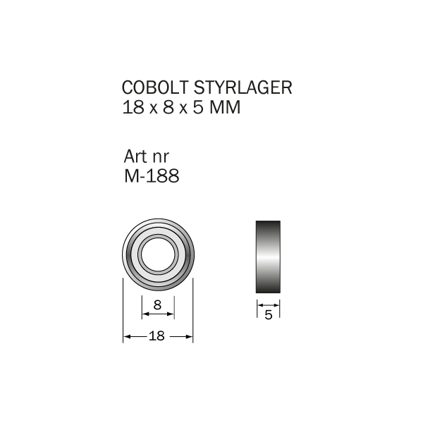 Kullager Cobolt M-188 18 x 8 x 5 mm 