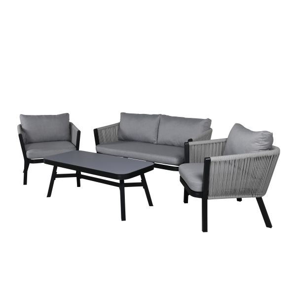 Loungeset Venture Home Virya 1462-408 soffa, bord, fåtöljer, grått/svart 
