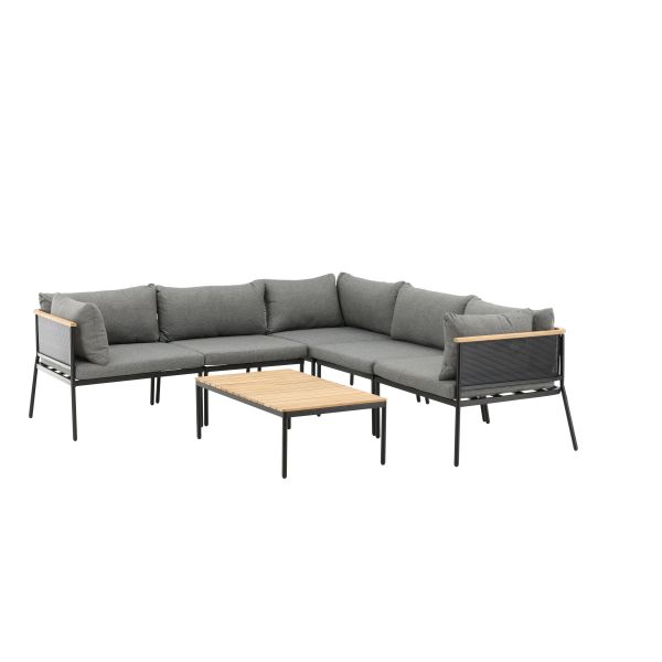 Loungeset Venture Home Nettan 1501-408 soffa, bord, svart/grått/natur 