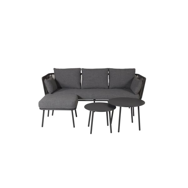 Loungeset Venture Home Stringa 1525-2048 soffa, divan, satsbord, svart/grått 