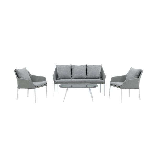 Loungeset Venture Home Spoga 2077-400 soffa, bord, fåtöljer, vitt/grått 
