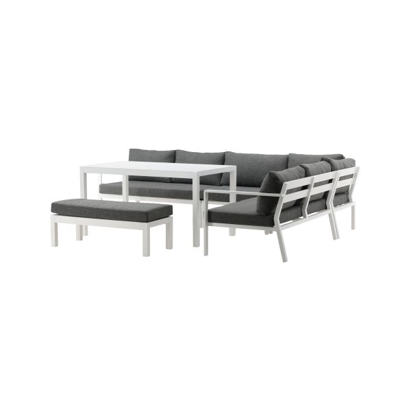 Loungeset Venture Home Ramos 2086-400 soffa, bord, bänk, vitt/grått 