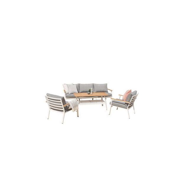 Loungeset Venture Home Brasilia 6231-400 soffa, bord, fåtöljer, grått/vitt/natur 