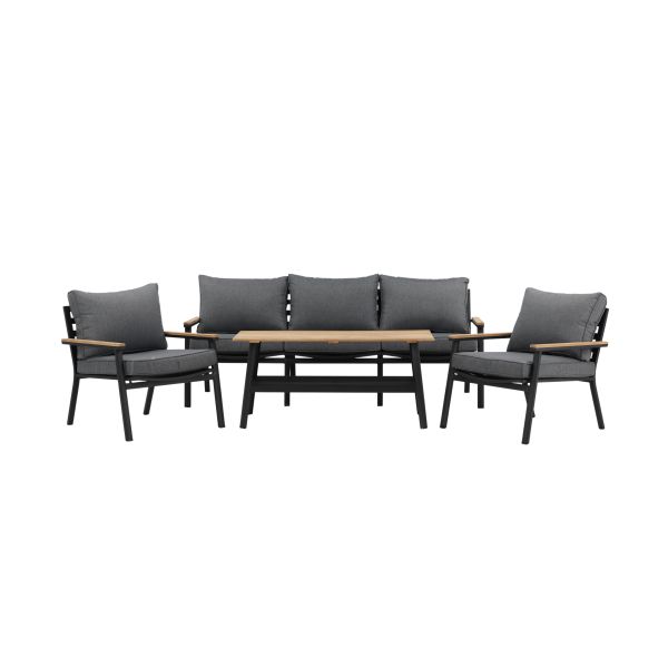 Loungeset Venture Home Brasilia 6231-408 soffa, bord, fåtöljer, grått/svart/natur 