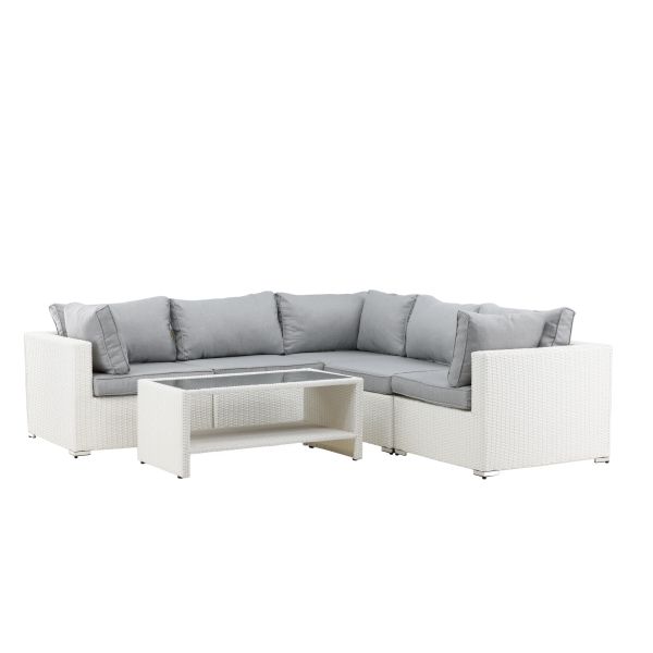 Loungeset Venture Home Amazon 9140-010 soffa, bord, vitt/grått 