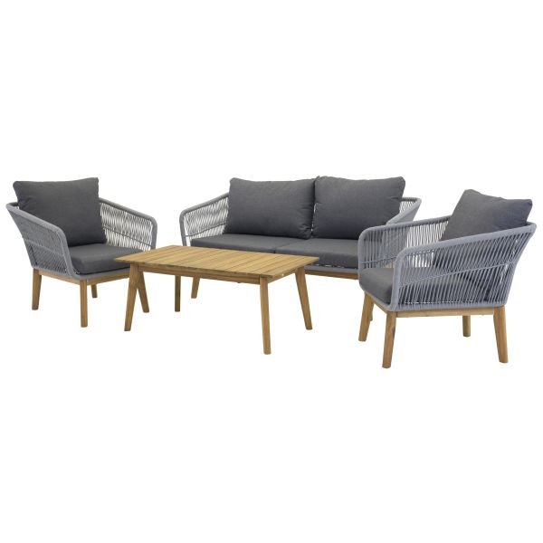 Loungeset Venture Home Chania 9326-013 soffa, bord, fåtöljer, grått/natur 