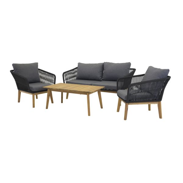 Loungeset Venture Home Chania 9326-022 soffa, bord, fåtöljer, grått/natur 