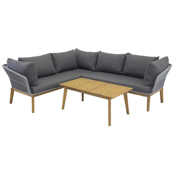 Loungeset Venture Home Chania 9329-013 soffa, bord, natur/grått 